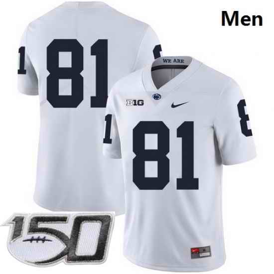 Men Penn State Nittany Lions 81 Jack Crawford White Nike College Football Stitched 150TH Patch Jersey II